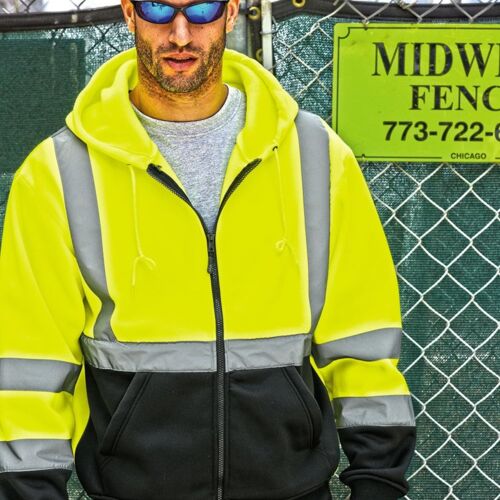 Unisex Hi-Vis Full-Zip Hooded Sweatshirt Thumbnail